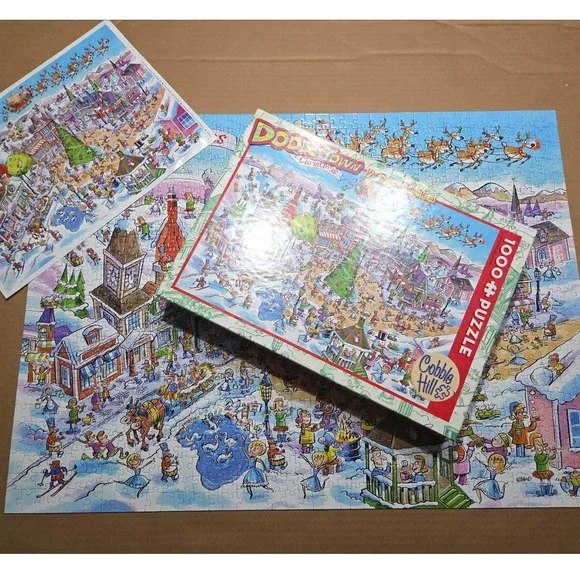 COBBLE HILL Doodletown 1000 Piece Christmas 12 Days of Christmas Jigsaw Puzzle - Picture 6 of 7